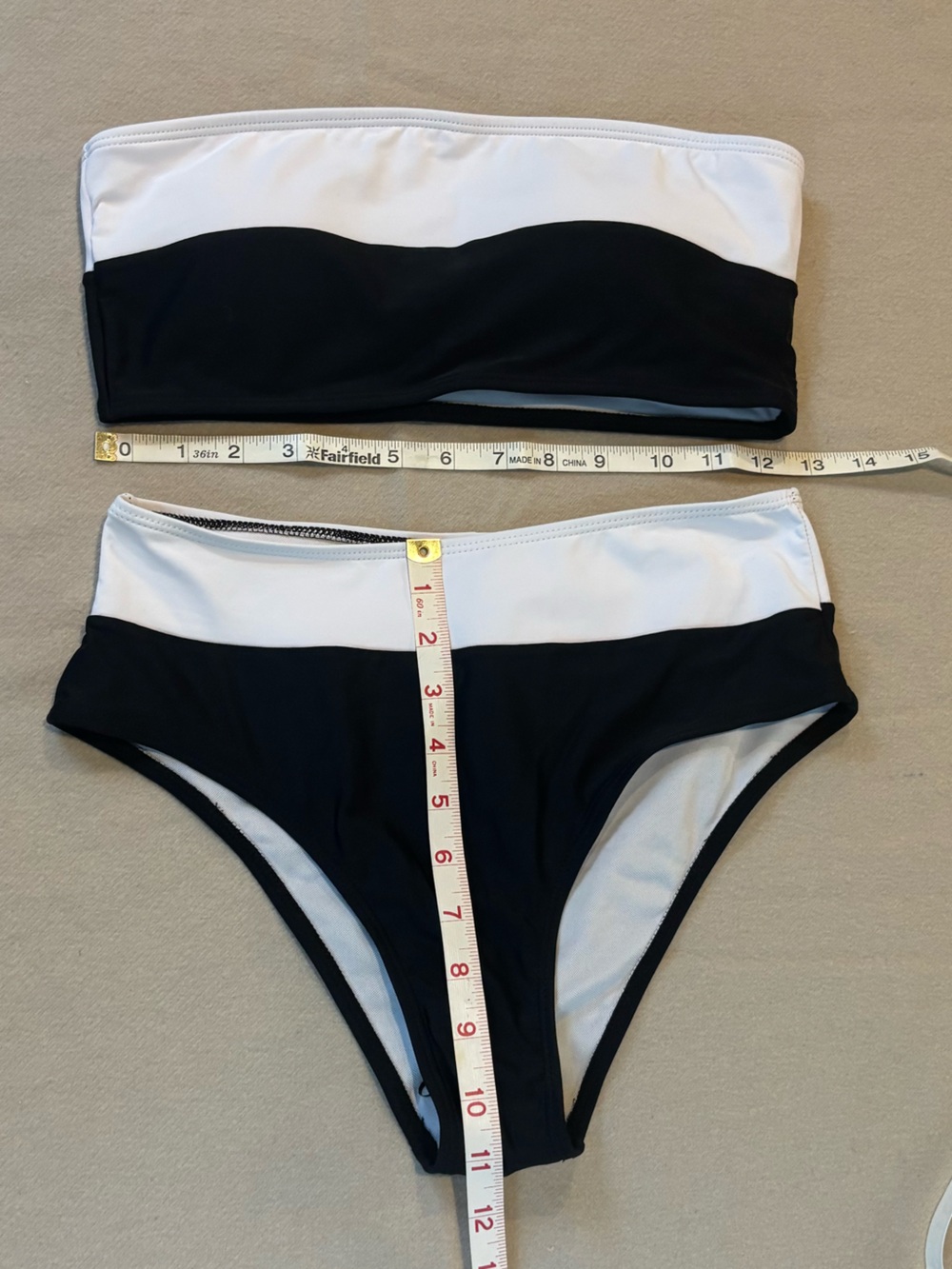 SHEIN Swim Black and White Two-Piece Bikini Set Size M
